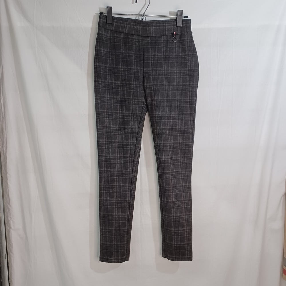 Women's Tommy Hilfiger Black Plaid Stretch Pull On Skinny Fit Pant Size 4